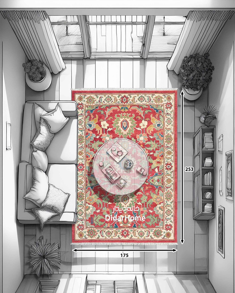 فرش دستباف هریس طرح افشان چهار متری