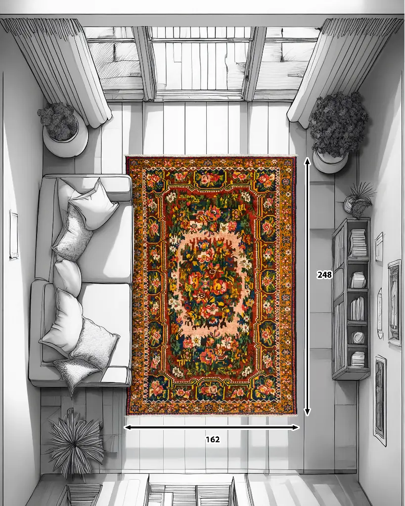فرش دستباف آنتیک بختیاری طرح ترنجی ۴/۰۲ متری