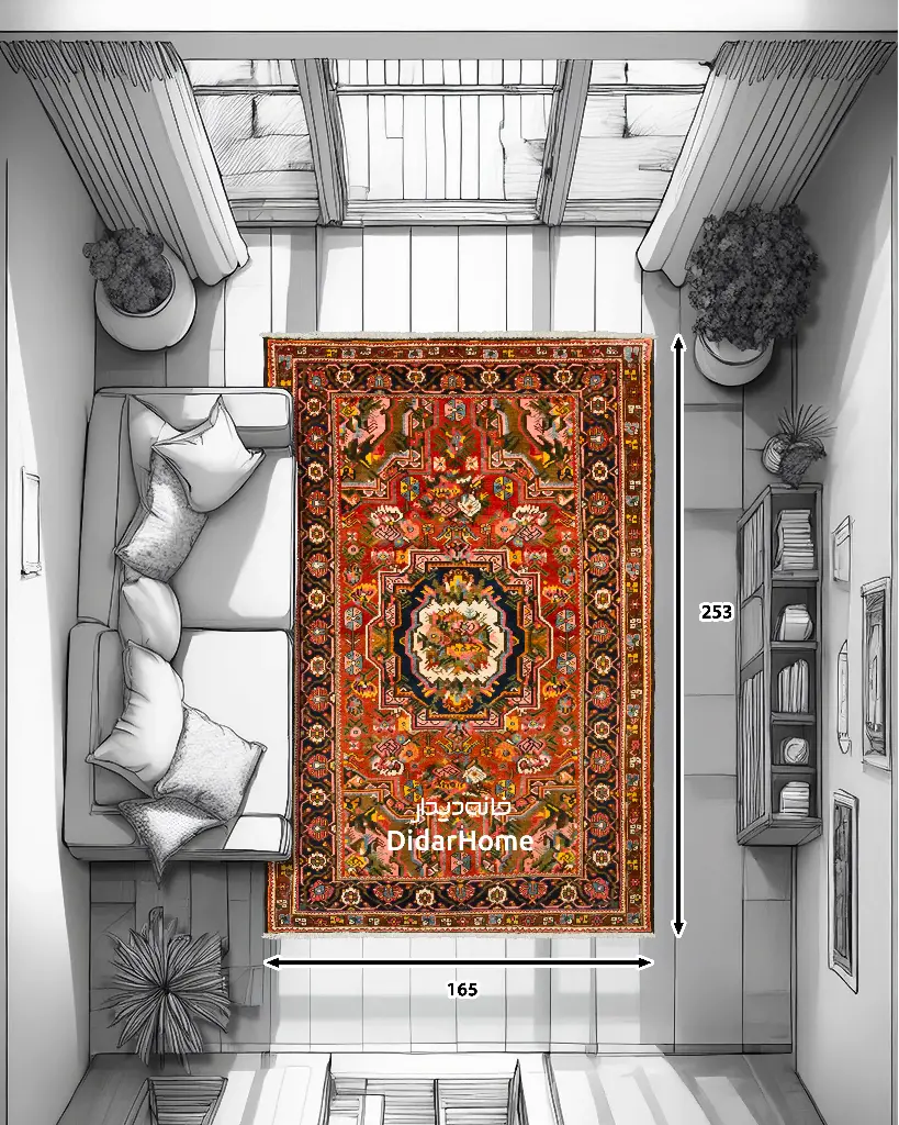 فرش دستباف آنتیک بختیاری طرح ترنجی ۴/۱۷ متری