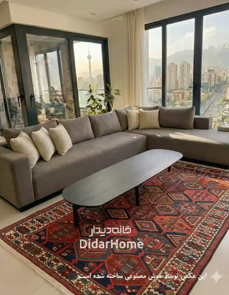 فرش دستباف آنتیک بختیاری طرح بندی ۴/۷۴ متری