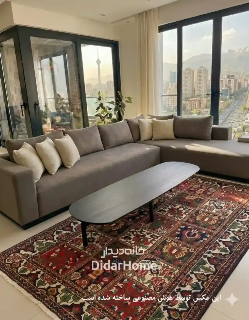 فرش دستباف آنتیک بختیاری طرح خشتی ۴/۴۶ متری