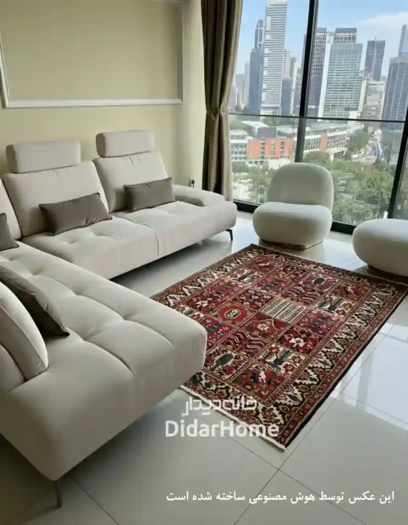 فرش دستباف آنتیک بختیاری طرح خشتی ۲/۹۷ متری