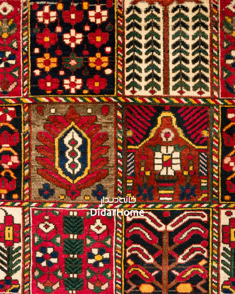 فرش دستباف آنتیک بختیاری طرح خشتی ۲/۹۷ متری
