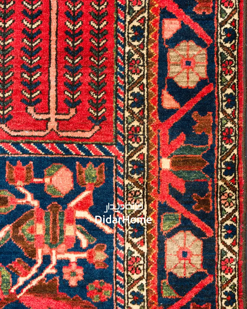 فرش دستباف آنتیک بختیاری طرح خشتی ۲/۹۰ متری