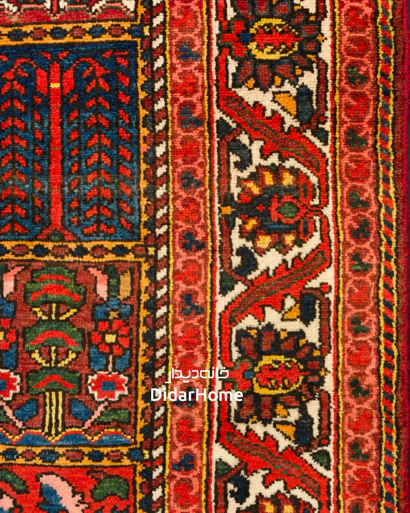 فرش دستباف آنتیک بختیاری طرح خشتی ۵/۰۵ متری