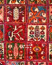 فرش دستباف آنتیک بختیاری طرح خشتی ۵/۰۷ متری