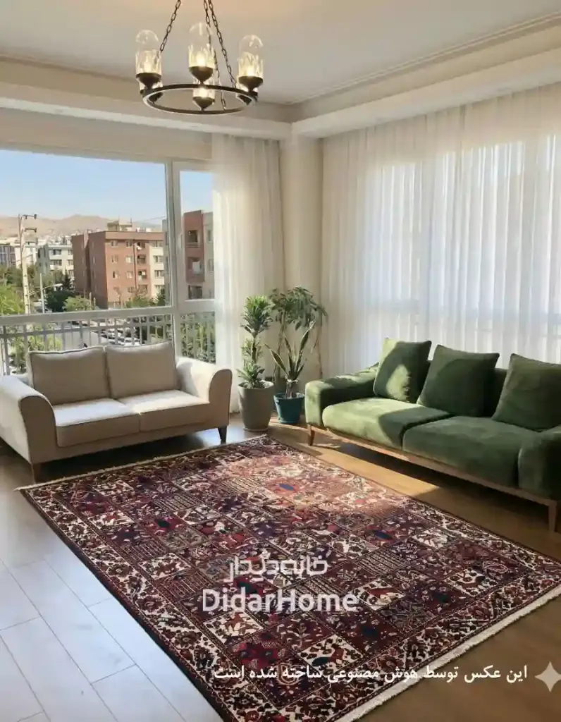 فرش دستباف آنتیک بختیاری طرح خشتی ۶/۹۹ متری