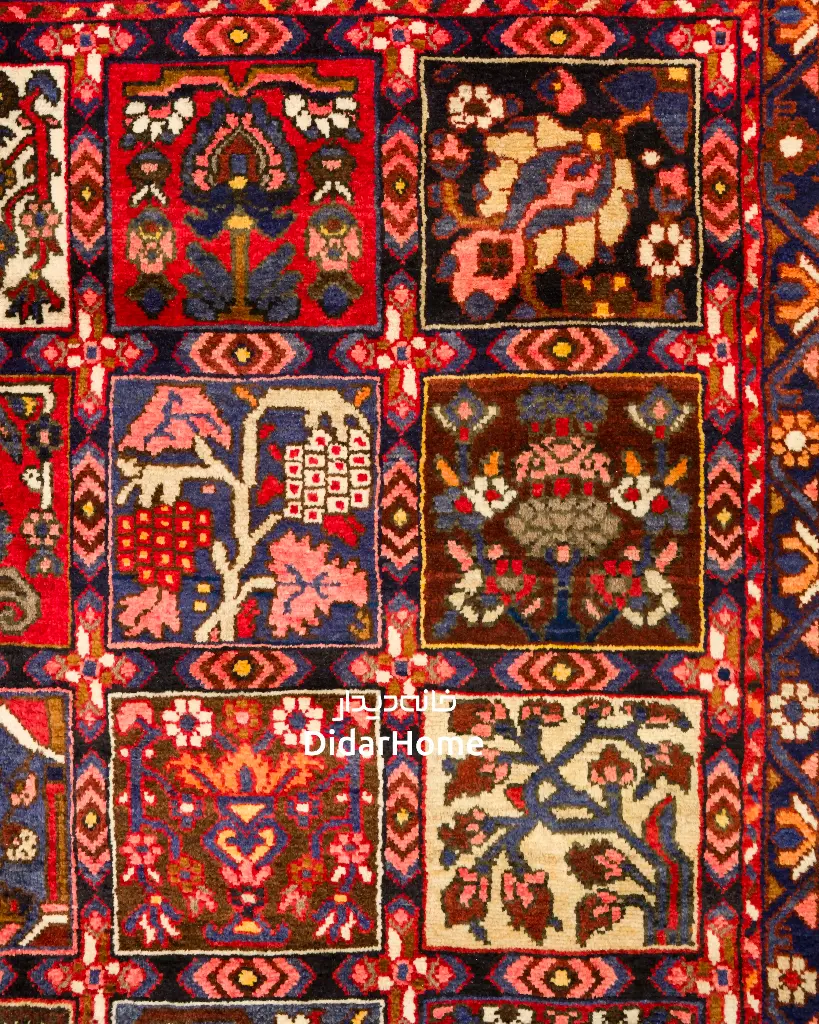فرش دستباف آنتیک بختیاری طرح خشتی ۷/۰۷ متری