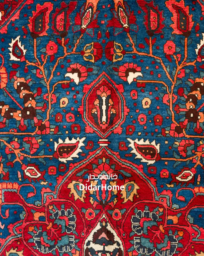 فرش دستباف آنتیک بختیاری طرح ترنجی ۸/۰۷ متری