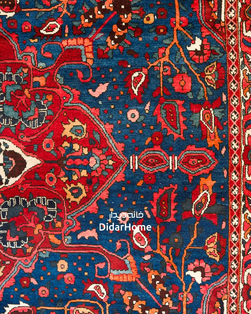 فرش دستباف آنتیک بختیاری طرح ترنجی ۸/۰۷ متری