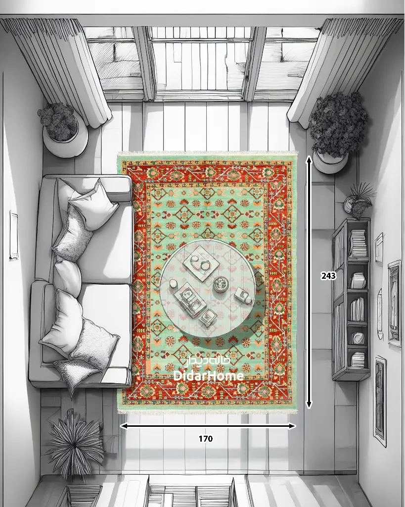 فرش دستباف سلطان آباد طرح ماهی ۴/۱۳ متری