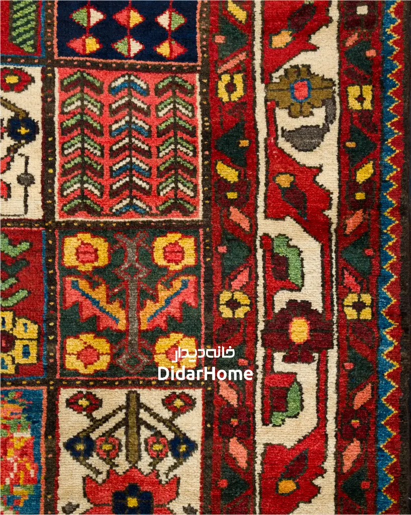 فرش دستباف آنتیک بختیاری طرح خشتی ۴/۵۴ متری