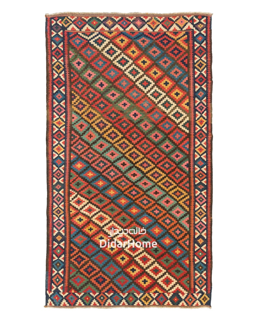 گلیم دستباف خلج طرح قابی ۶/۳۳ متری