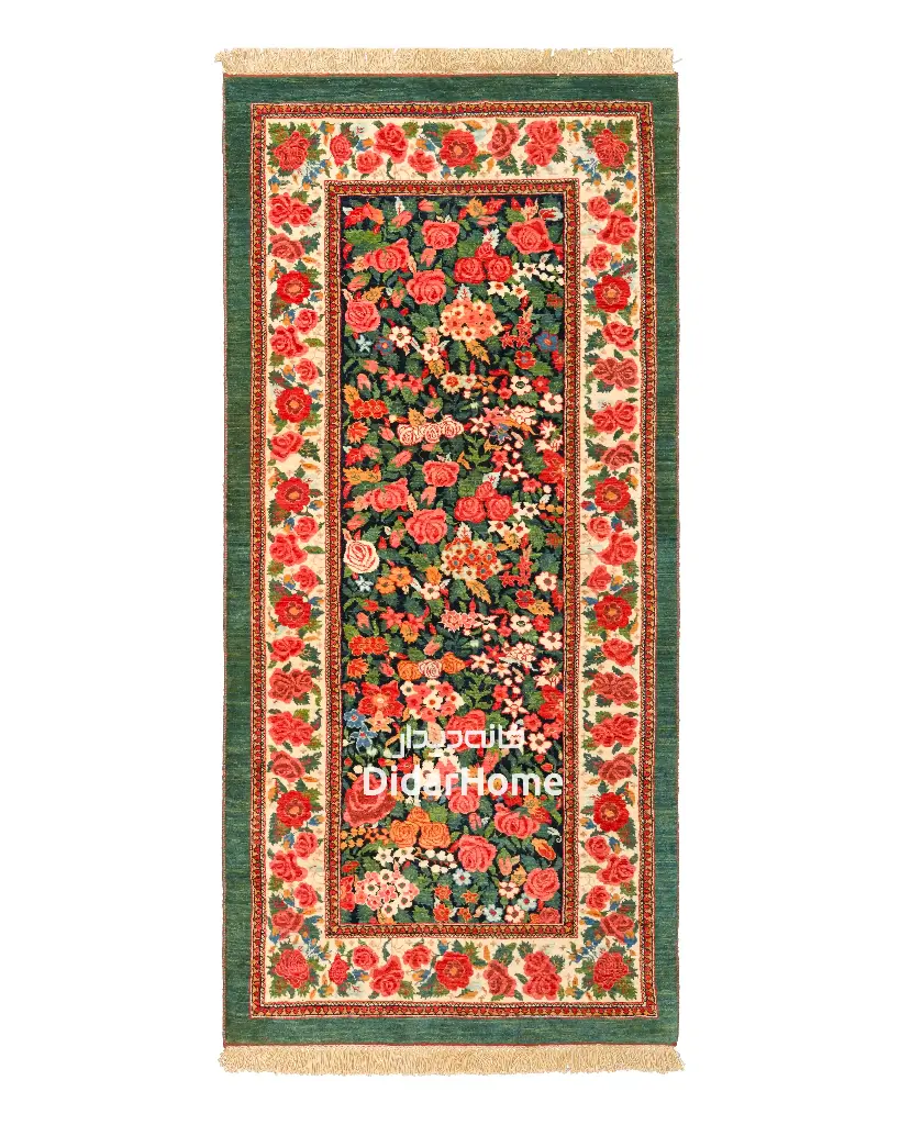 کناره دستباف بیجار طرح هزارگل 2.04 متری