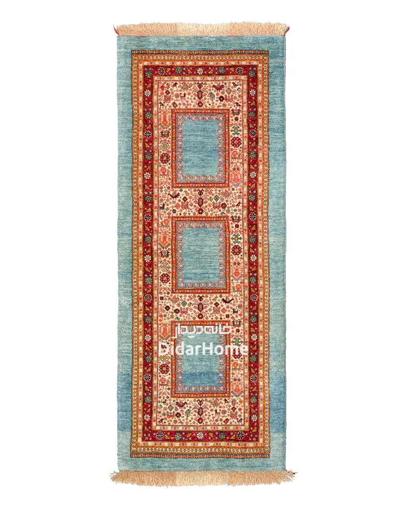 کناره دستباف قشقایی طرح خشتی ۱.۱۲ متری