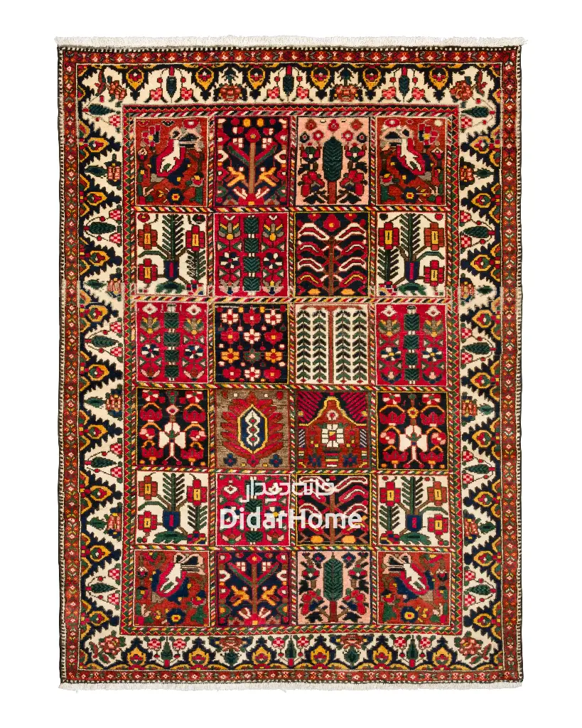 فرش دستباف آنتیک بختیاری طرح خشتی ۲/۹۷ متری
