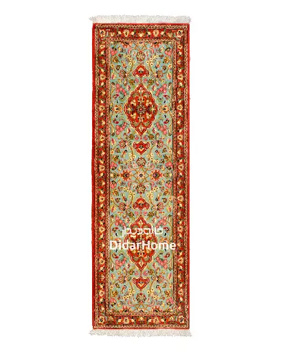 [51014719] کناره دستباف قم طرح ترنجی 1.27 متری