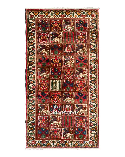 [84044751] فرش دستباف آنتیک بختیاری طرح خشتی ۴/۹۶ متری
